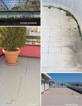 Problematiche dovute all'acqua su terrazzi e balconi